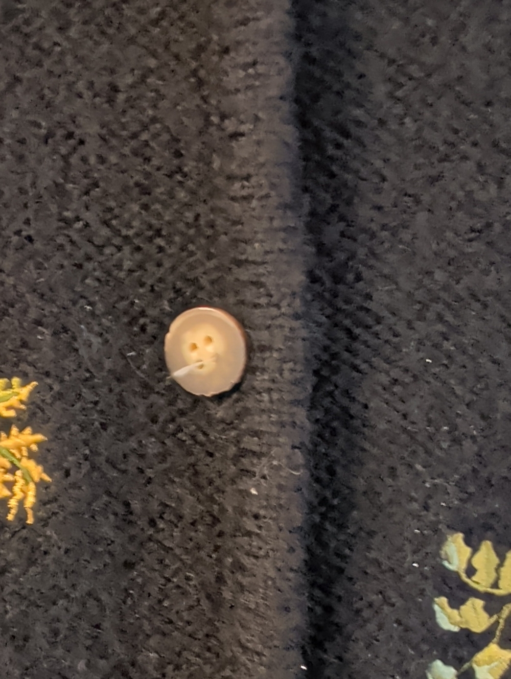 Susan Bristol Vintage Fern Embroidered 100% Wool Whimsical Grandma Cardigan - Picture 7 of 12
